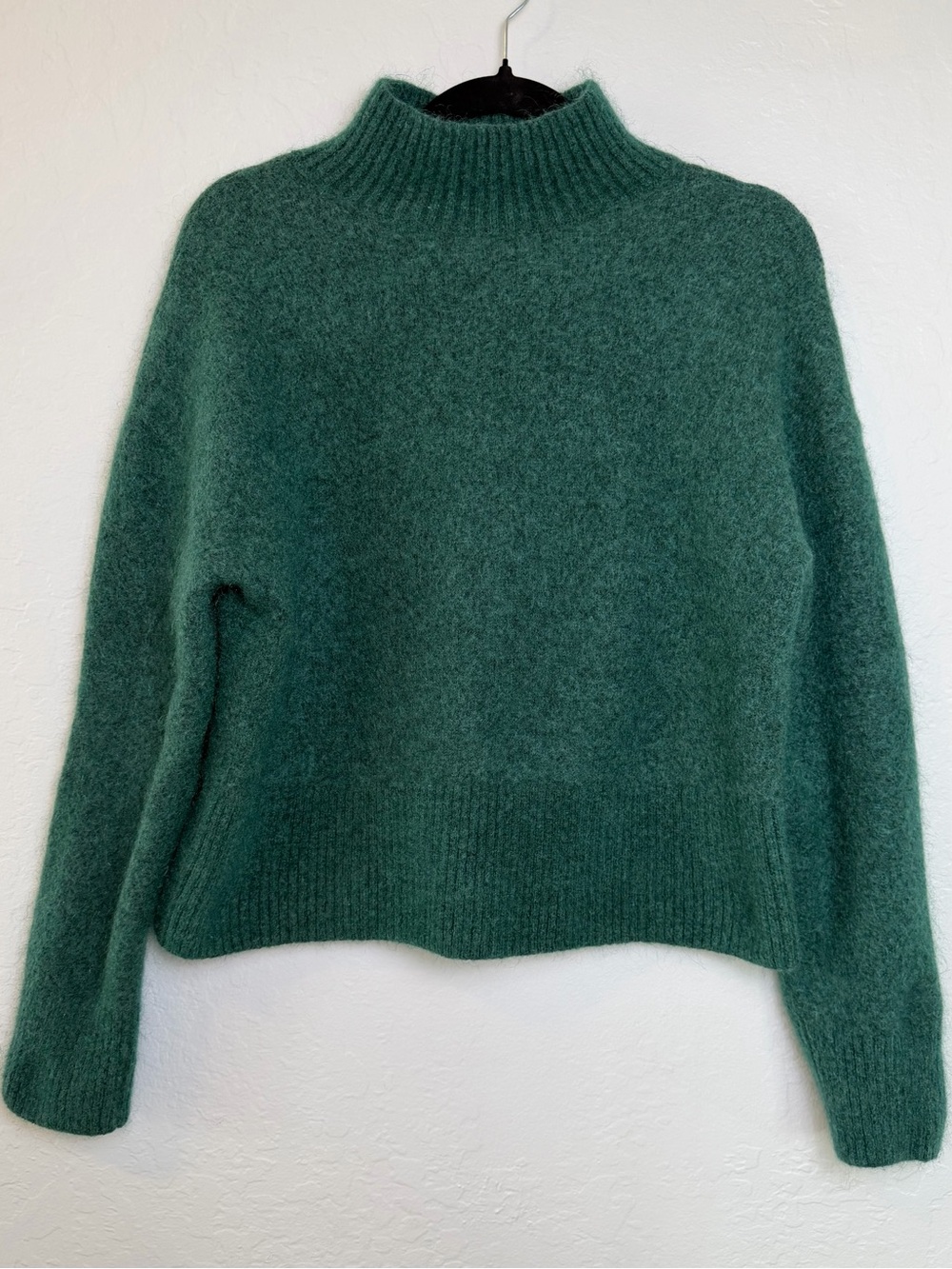 & Other Stories Emerald Green Mohair Blend Sweater Small Mock Neck